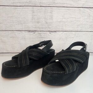 Free People 10 Beach Party Platform CrossCross Suede Platform Sandals NWOB $148